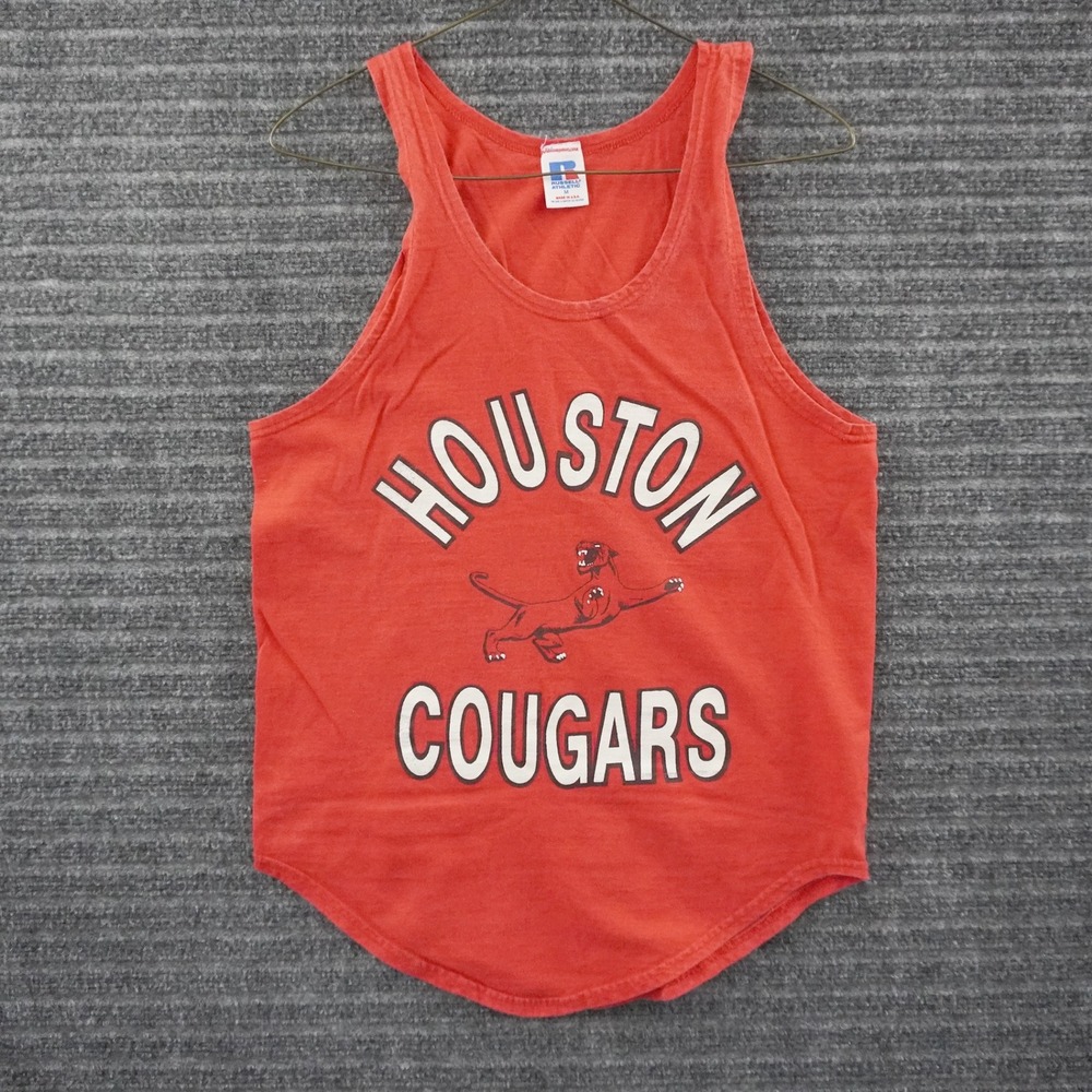 Vintage 80s Russell Athletic Houston Cougars Tank Top Mens M Red USA Made